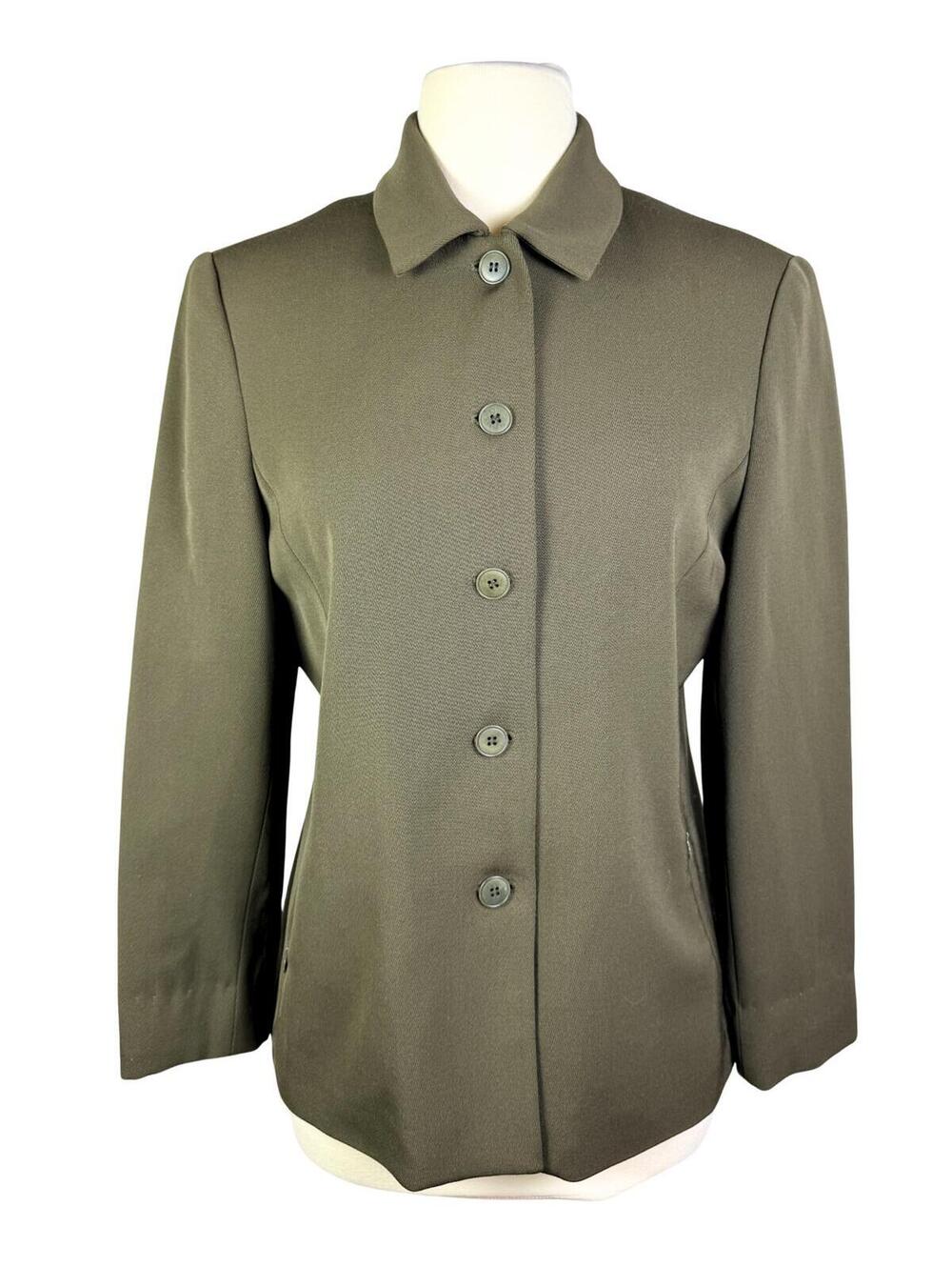 Jones New York 100% Wool Olive Green Blazer Jacket Quiet Luxury Minimalist